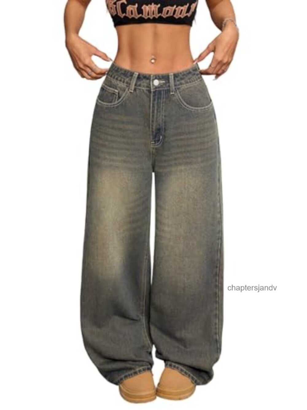 Womens Baggy Wide Leg Jeans Loose Relaxed Denim Pants Y2K Streetwear